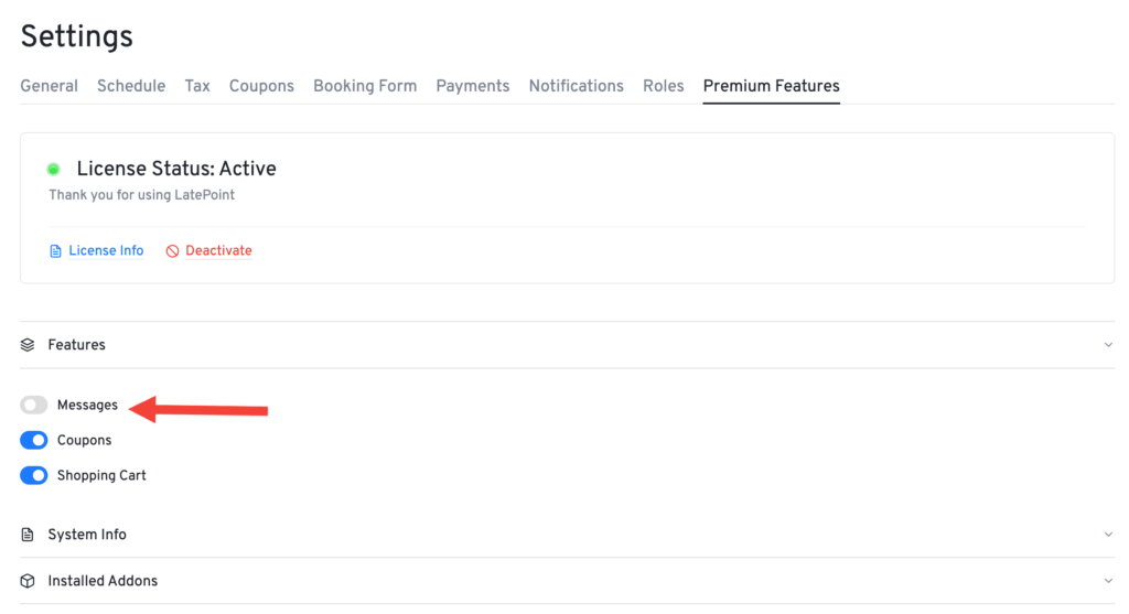 disable latepoint messaging