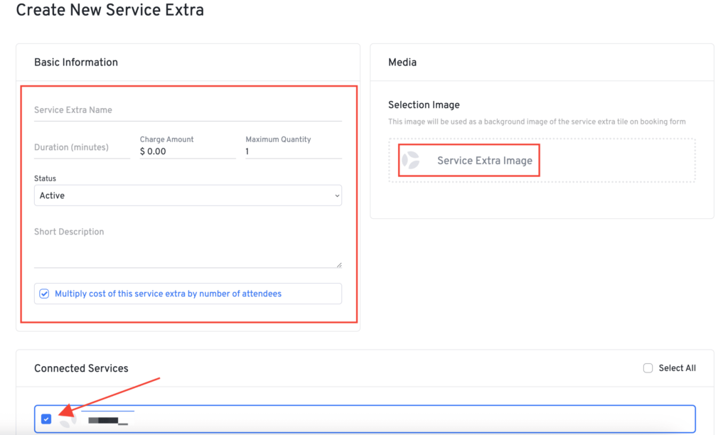 How to create Service Extras service extra ui