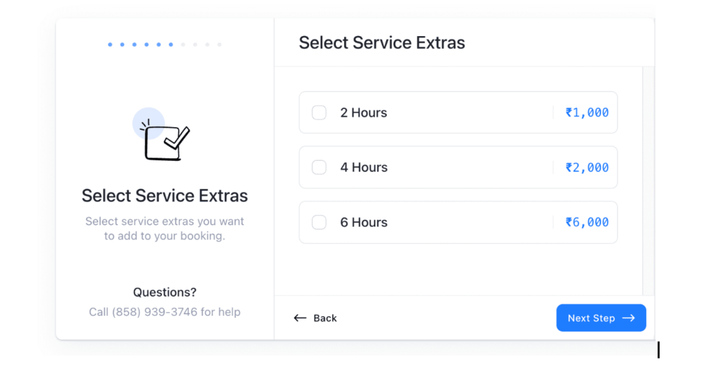 How to create Service Extras service extras on booking form