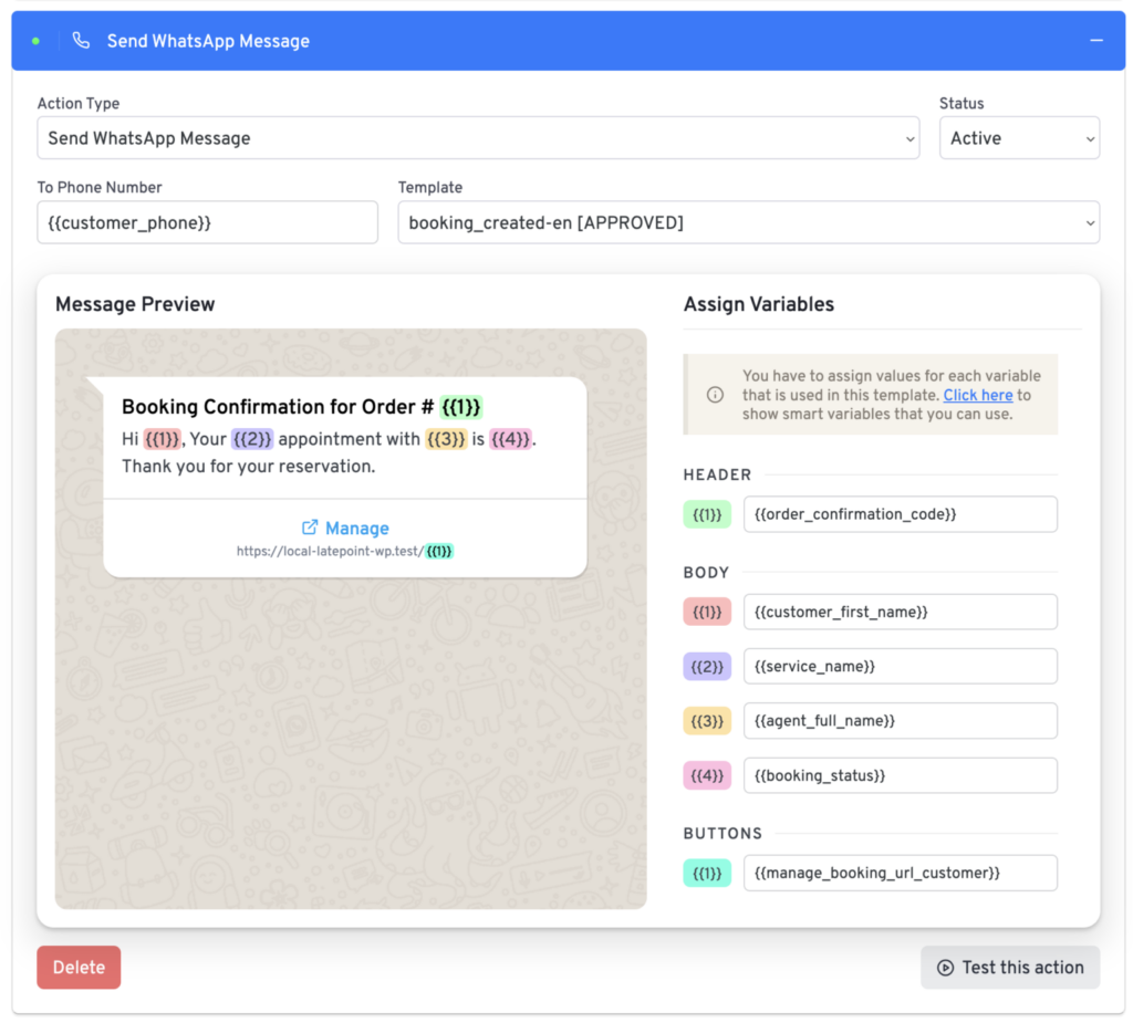 whats app smart variables