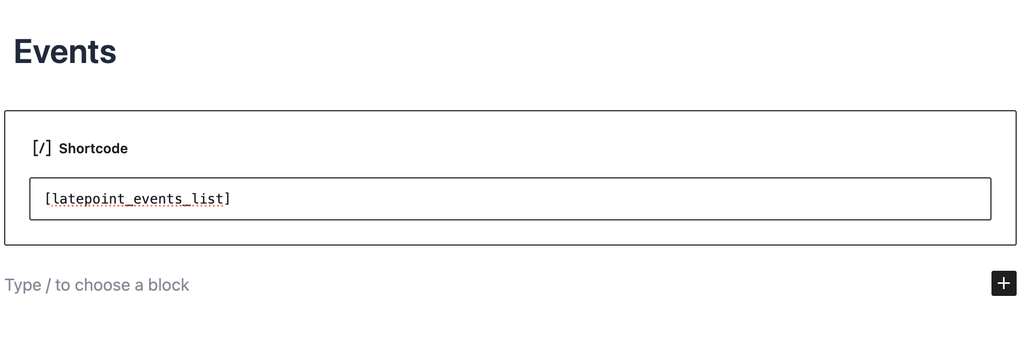 events shortcode