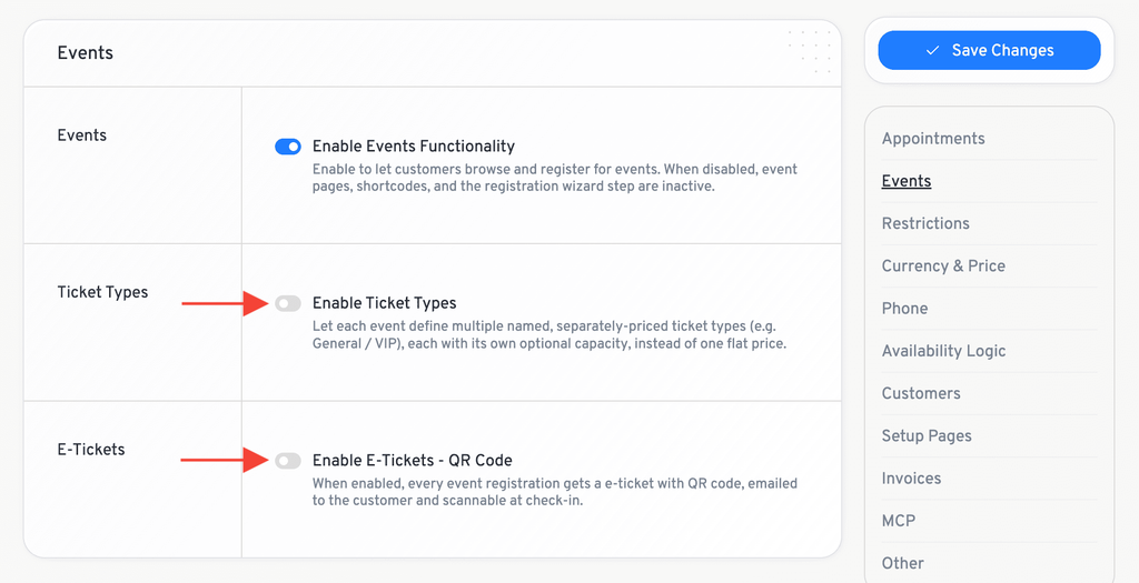more options to enable