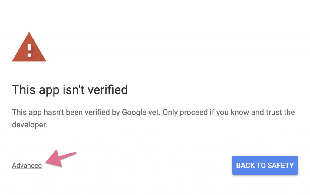 Google Calendar Connect shows app is not verified message google verification 1