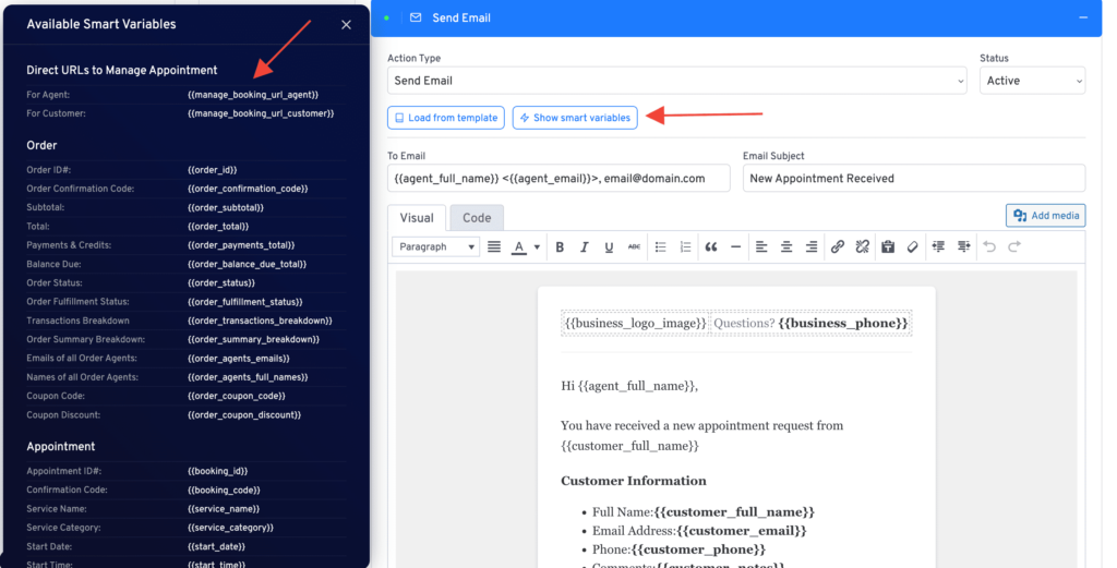 latepoint automation workflow smartvariables