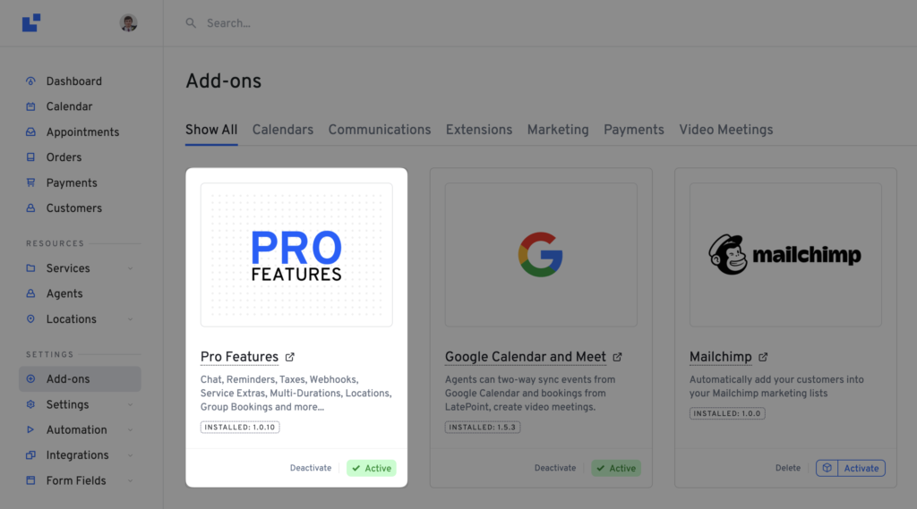 latepoint add ons listing