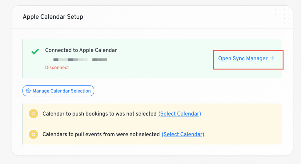 apple calendar connection manager link