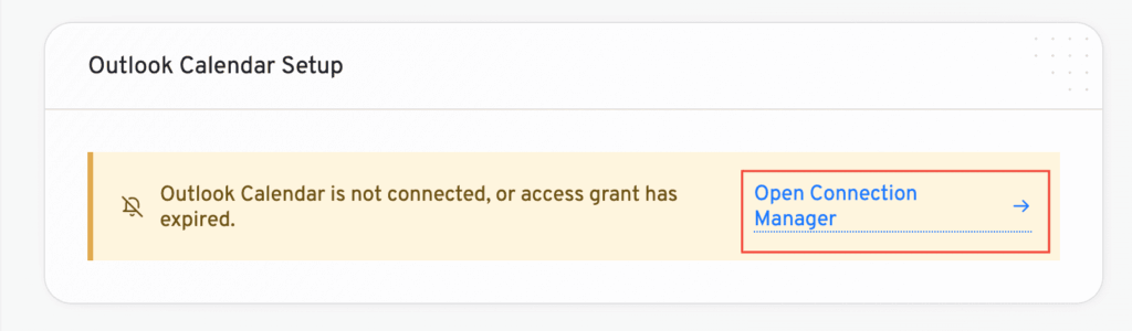 Outlook Calendar Sync Setup outlook connection from agent page