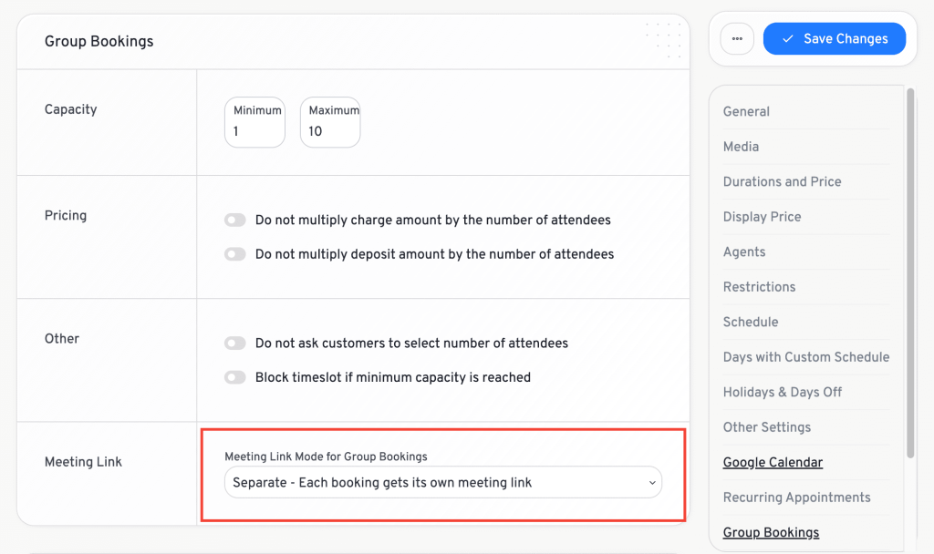 shared meeting links