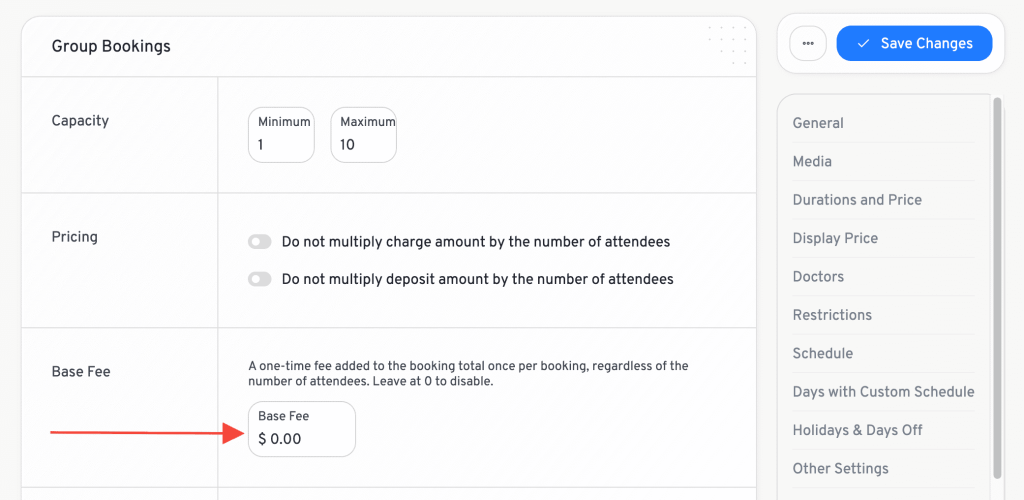 How to Set Base Fee for Group Bookings base fee