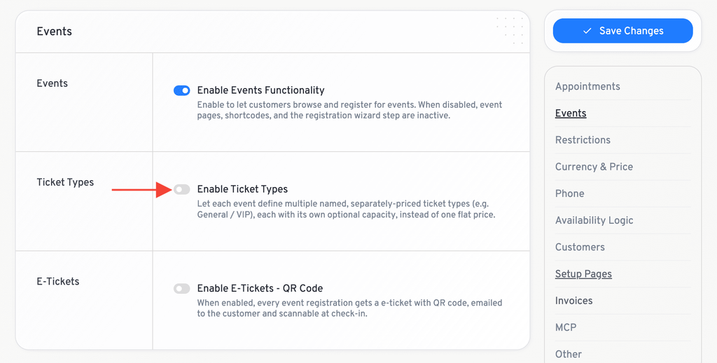 custom ticket types