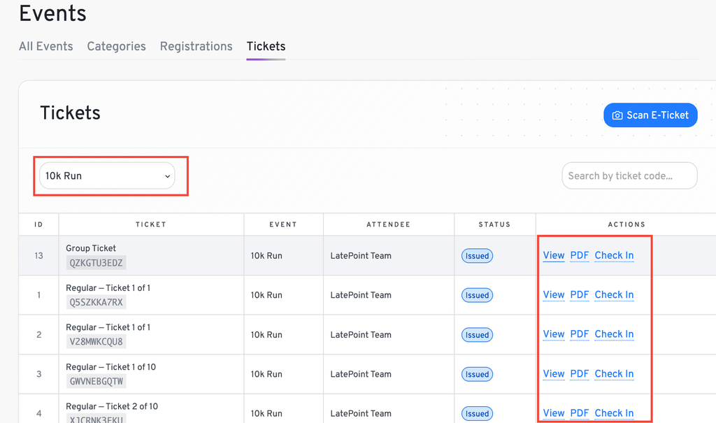 e tickets options