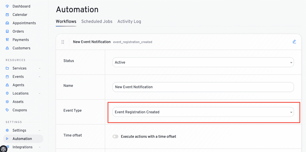 Event Notifications new event workflow