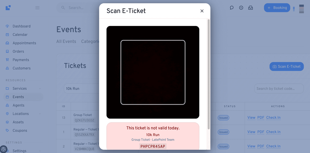 scan ticket result